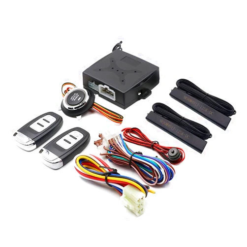 JUNHOM Passive Keyless Entry DC12V Car Alarm Engine Starter Push Button Universal Vehicles Start Button Kit Safe Lock with 2 Smart Key