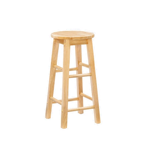 Linon Natural Barstool with Round Seat, 24-Inch