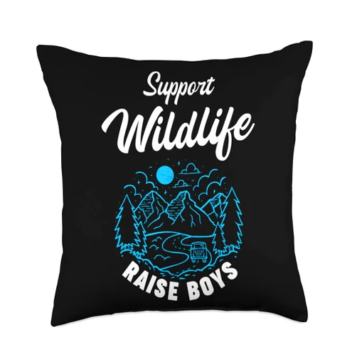 Funny Bonfire Camping Natur Survival Designs Support Wildlife Raise Boys Nature Camping Survival Animal Throw Pillow, 18x18, Multicolor