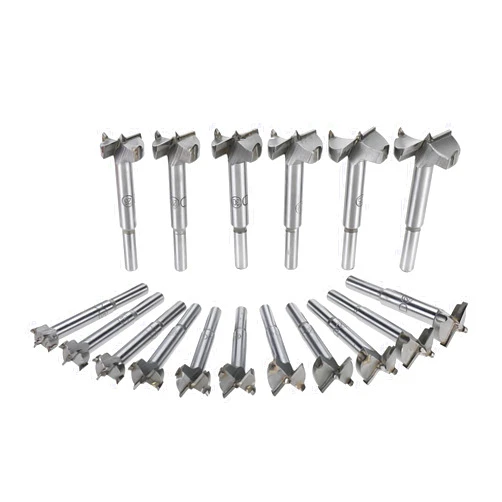 BTSHUB 17 Pcs Forstner Bit Set Carbon Steel Woodworking Hole Saw Bit 15mm-38mm with Round Shank, Wood Cutter Auger Opener Drilling Cutting Tool