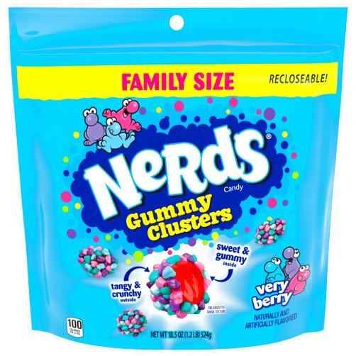 Nerds Gummy Clusters Candy, Very Berry, Resealable 18.5 Ounce Big Bag