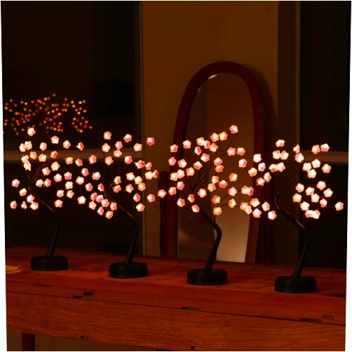 Nakolulu 4 Pack Cherry Blossom Tree Lamp, 18inch 36 Led Bonsai Tree Lights, Battery/USB Operated Japanese Decor Night Lights for Bedroom Home Idea, Warm White