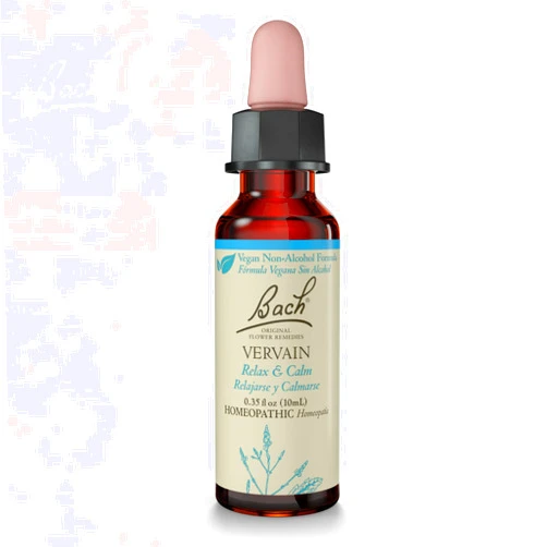 Bach Original Flower Remedies, Vervain (Non-Alcohol Formula) - Relax & Calm - Natural Homeopathic Flower Essence for Emotional Balance - Vegan, Gluten Free, Sugar Free - 10mL Dropper