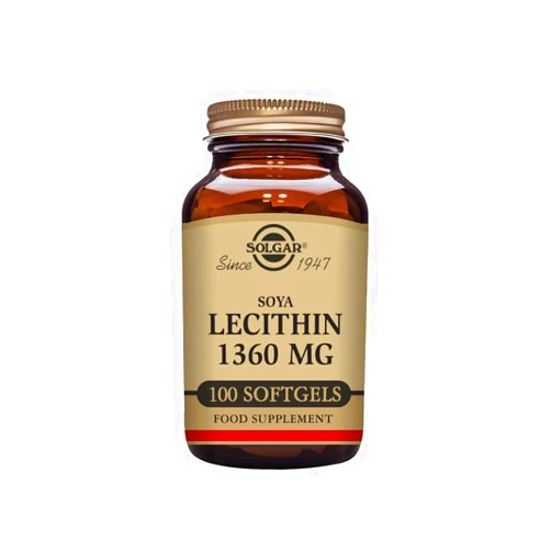 Solgar Lecithin 1360mg, 100 Softgels - Supports Overall Health - Natural SOYA Lecithin - Source of Choline & Essential Fat Linoleic Acid - Gluten Free, Dairy Free - 100 Servings