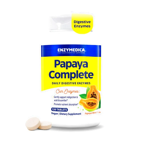 Enzymedica Papaya Complete - Papaya Enzymes Chewable, Digestive Enzyme Supplement for Women and Men, Digestion & Gut Health Support, High Potency Bromelain & Papain, Vegan, Gluten Free - 120 Tablets