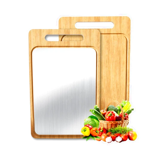 WEVYHFS SPORTS Titanium Cutting Board – Reversible Bamboo & Titanium Chopping Board with Juice Groove, Easy to Clean
