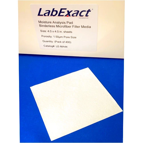 LabExact Moisture Analysis Pads, 4x4inch Glass Microfiber, LabExact