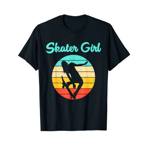 Cute Skateboarder Lady Skating Lover Retro Designs Funny Skater Gift for Girls Women Skateboard Skateboarding T-Shirt