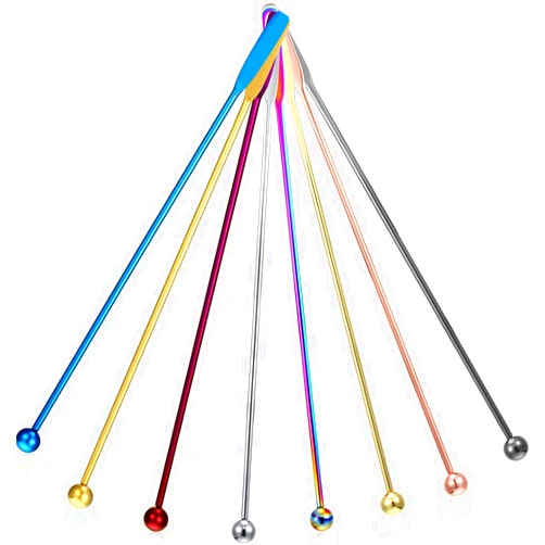 Boao 7.5 Inches Stainless Steel Coffee Beverage Stirrers Drink Swizzle Stick with Small Rectangular Paddles, Set of 8 Beverage Stirrers for Coffee Cocktail Chocolate Milk Juices (Multicolor)