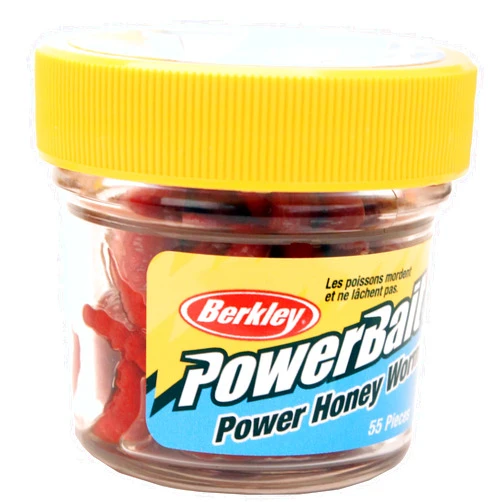 Berkley EBPHWR PowerBait Power Honey Worm Fishing Bait Red, 1-Inch, 55 per