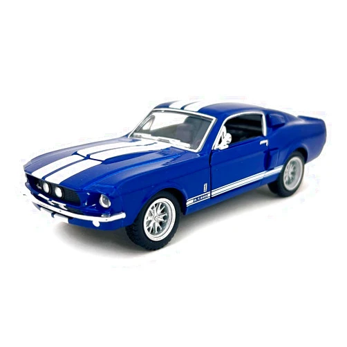 KiNSMART 1967 Ford Shelby Mustang GT500 Blue 1:38 Scale 5 Inch Die Cast Model Toy Race Car w/Pullback Action