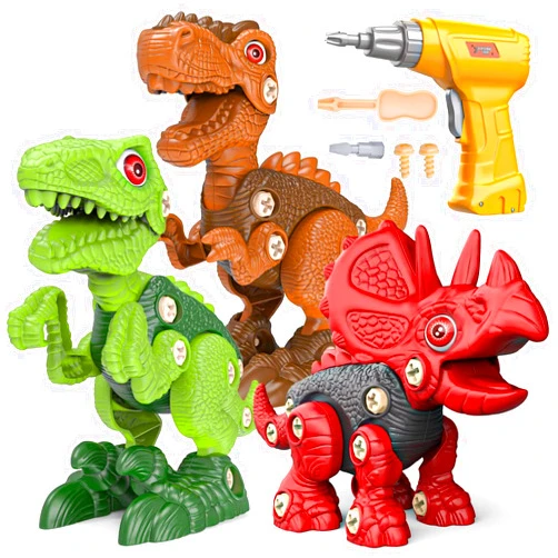 Sanlebi Toy for 4 5 6 7 Year Old Boys Take Apart Dinosaur Toys for Kids Building Toy Set with Electric Drill Construction Engineering Play Kit STEM Learning for Boys Girls Age 3 4 5 Year Old