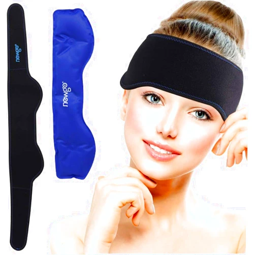 NEWGO Headache Ice Pack Head Wrap for Migraines, FSA Eligible, Cold Pack Head Ice Therapy Wrap for Headache Relief, Tension, Sinus Pain, Chemo, Head Injuries