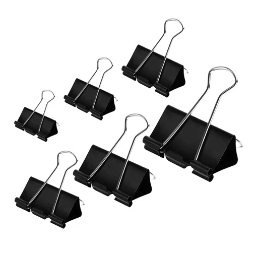 DSTELIN Binder Clips Paper Clamps Assorted Sizes 100 Count (Black), X Large, Large, Medium, Small, X Small and Micro, 6 Sizes in One Pack, Meet Your Different Using Needs.