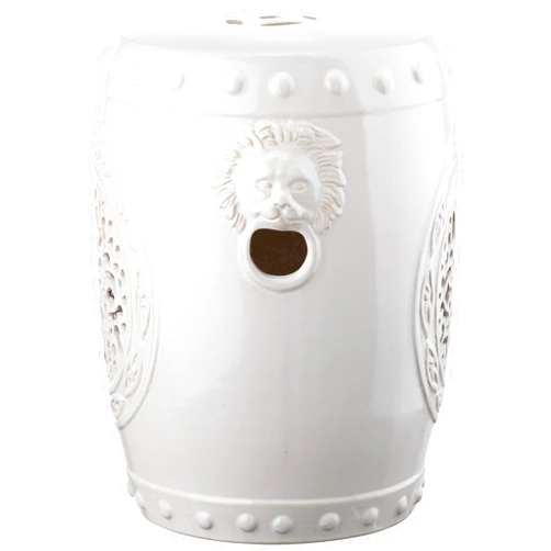 Safavieh ACS4532B Flower Drum Ceramic Decorative Garden Stool, 0, Cream