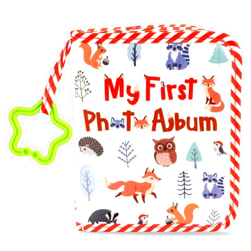 ZOIIWA Baby's My First Family Album Soft Photo Cloth Book Animal My First Book of Photos Baby Memory Album Gift Holds 4x6 Pictures for Babies Newborn Toddler & Kids Baby Shower