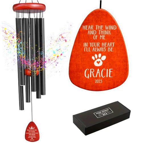 JUBOPE Personalized Pet Memorial Wind Chimes - Dog Memorial Gifts for Loss of Dog,Pet Memorial Gifts for Dogs,Custom Pet Loss Sympathy Gifts in Memory of Dog Cat
