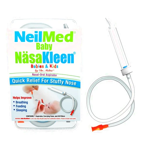 NeilMed Baby NasaKleen Nasal-Oral Aspirator with 49 Hygiene Filters and a Convenient Storage Travel Case