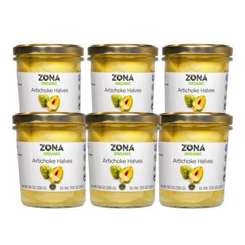 Khayyan ZONA Organic | Artichoke Halves | Clean Food | Regenerative Farming | USDA Certified Organic |11.6 oz (330 gr) (Pack of 6, 69.6 Ounces)