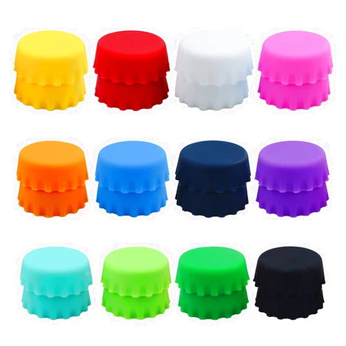 LEEFONE 24 PCS Silicone Rubber Bottle Caps, 12 Colors Reusable Beer Caps for Home Brewing Beer, Soft Drink, Wine Bottle, Beer Bottle, Soda Bottles Kitchen Gadgets