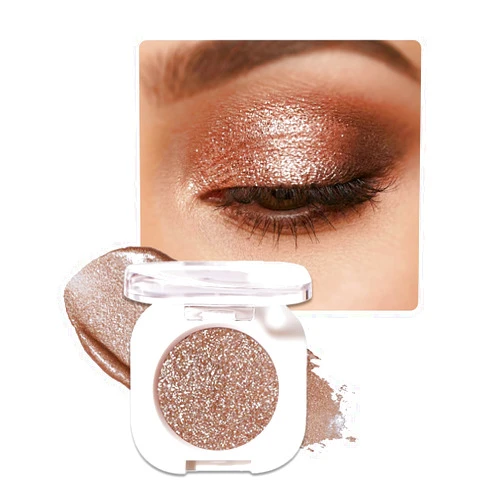 Enfuntins Glitter Eyeshadow Single, Ultra-Fine Sparkling Diamond Shimmer, Luminous Wet Look Effect, Long-Lasting Crease-Proof & Buildable Eye Shadow Topper, Brown Champagne
