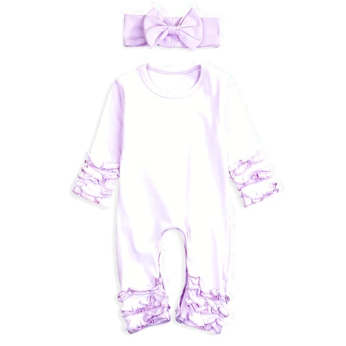 GRNSHTS Newborn Baby Girls Ruffle Romper Solid Long Sleeve Jumpsuit One-Piece Coming Home Clothes With Headband