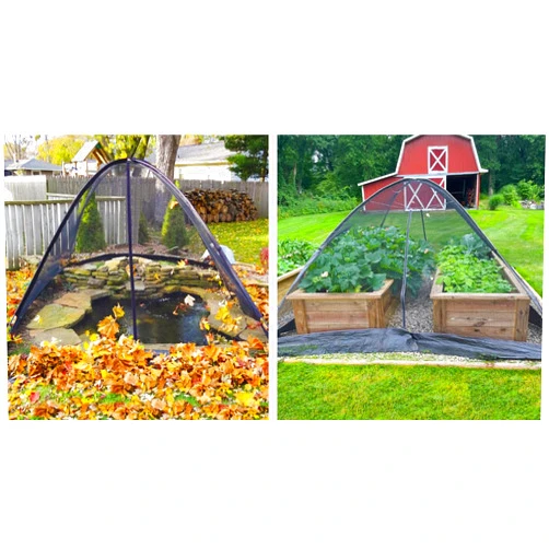 EasyPro Pond Products EasyPro PCT810 Heavy Duty Deluxe Pond and Garden Cover Protective Tent Dome Netting | 8 x 10 ft | 3/8 “ Mesh | Protection from Debris | Sturdy Poles and Zipper Included | UV Resistant