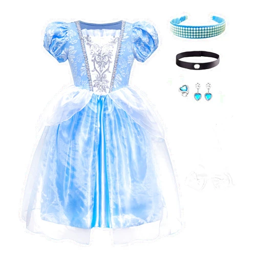CQDY Cinderella Dress for Girls Princess Costume Halloween Party Toddler Kids Cosplay Fancy Outfit with Hair Accessories