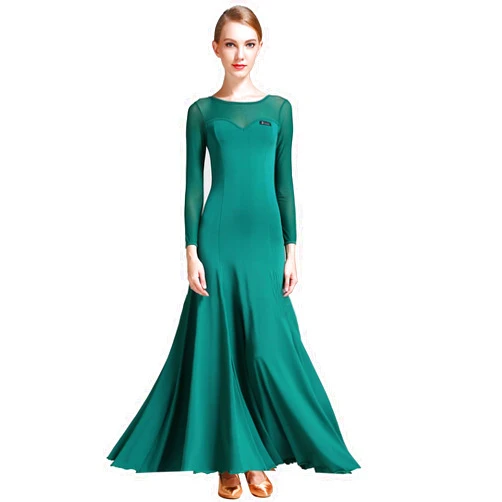 ORIDOOR Mesh Patchwork Women's Ballroom Dance Modern Waltz Tango Performance Dance Competition Dress