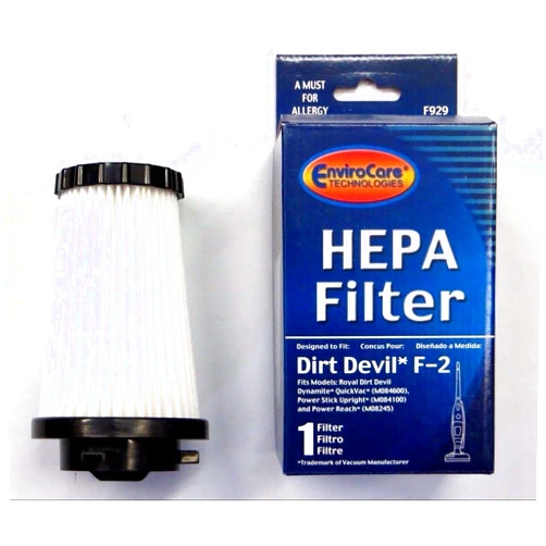 EnviroCare Premium Replacement HEPA Vacuum Filters Designed to Fit Dirt Devil Dynamite, Quickvac, Power Stick, and Power Reach Uprights. Type F2. 3 Filters