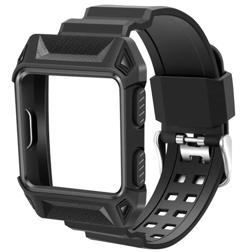 iiteeology Compatible with Fitbit Ionic Bands, Breathable Shockproof TPU Protective Frame Case with Strap Band for Fitbit Ionic Smart Fitness Watch Accessory - Black