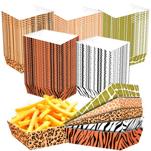 Ecypahw 50Pcs Jungle Safari Wild Animal Party Supplies Disposable jungle zoo animal Print Paper food tray for Birthday Party, Baby Shower and jungle safari theme party decorations