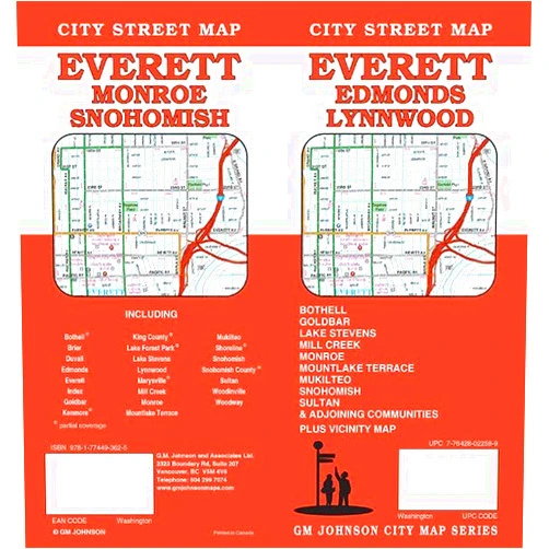 By GM Johnson (Author) Everett / Edmonds / Lynnwood, Washington Street Map
