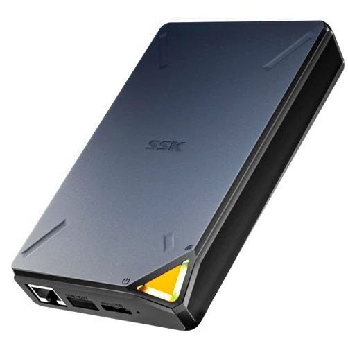 SSK 2TB Portable External SSD with Wi-Fi Hotspot, Personal Cloud Smart Storage Supports Auto-Backup, Phone/Tablet PC/Laptop Wireless Remote Access