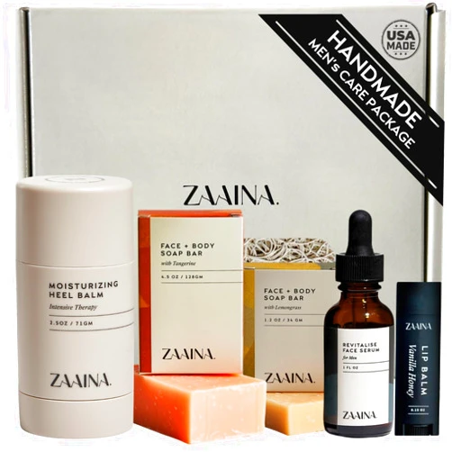 ZAAINA Luxury Skincare Gift Set for Men - Men's Body Self Care Kit, Spa Gift Basket, Men's Skin Care Routine Kit- Travel Size Toiletries, Men's Care Package, At Home Spa Kit- by ZAAINA