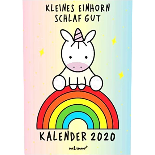 Milamoo,Elle Scott milamoo Kalender 2020 Kleines Einhorn Schlaf Gut: Taschenkalender Wochenplaner Familienplaner 2020 Din A5 mit Mondkalender, Geschenkbuch Mein Baby und ... Regenbogen - Pastell Edition (German Edition)