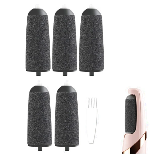 GOMINYUF 5 Pack Black Coarse Replacement Roller Refills Compatible with Finishing Touch Flawless Pedi Electric Tool File Include a Cleaning Brush
