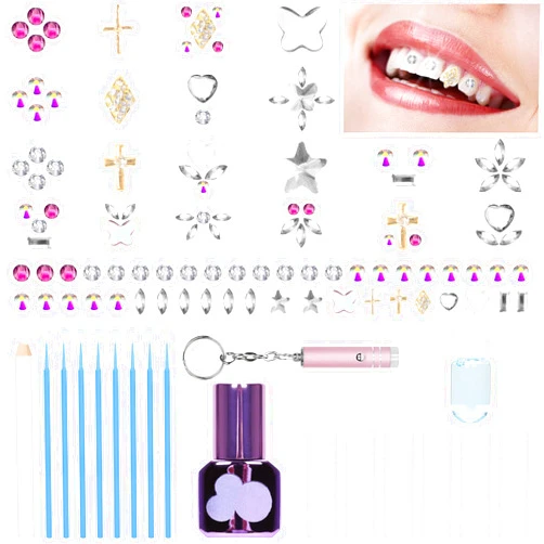 Generic DIY Gem Kit Sparkling Crystals - 43Pcs Fashionable Shining Crystal Sweet Smile Gems, Clear/Colourful Butterfly Star Love Crystals Gems Kit for Festival Party