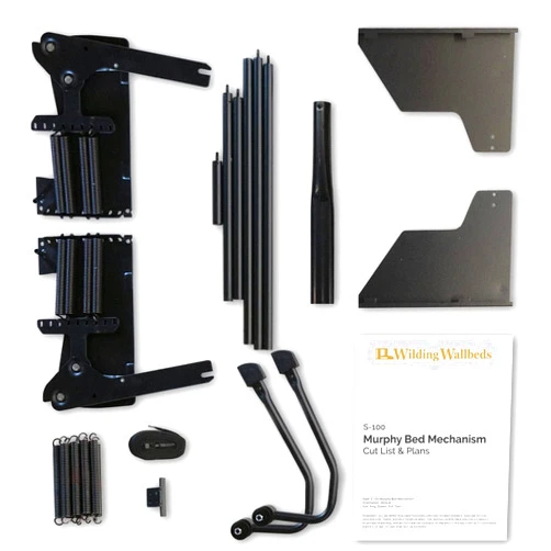 Wilding Wallbeds Murphy Bed Mechanism Hardware Kit (Universal Size Fits King, Queen, Full, & Twin) Spring Lift, Heavy Duty Powder-Coated Steel Vertical Wall Mount, DIY Wallbed, Supports Up to 2,000lbs