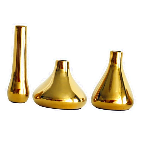 GOOHOCHY Flower Arrangement Vase Dining Table Decor Mini Vase Gold Trim Home Decoration Desktop Decoration Table Ornament Ceramic Vases for Flowers Desk Topper Dried Flowers Props