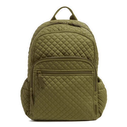 Vera Bradley Women's Cotton Campus Backpack, Climbing Ivy Green - Recycled Cotton, One Size