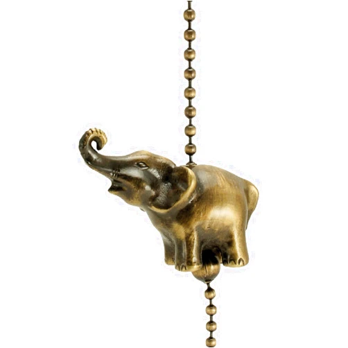 JMB Holiday & Home Elephant Ceiling Fan Pull - Antique Brass finish - 12 Inch Chain