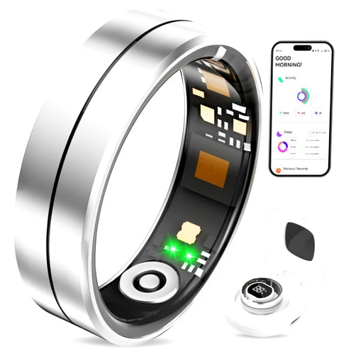 Fvtga Smart Rings for Women Men - Fitness Health Tracker with Sleep Monitoring Heart Rate and Activity Tracking,Blood Oxygen Monitor IP68 Waterproof No Subscription Fee iOS Android Compatible(Silver11)