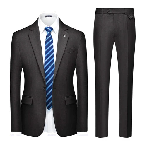 MAGE MALE Mens 2 Piece Suit Slim Fit Solid Wedding Prom Tuxedo Suit with One Button Notch Lapel Blazer and Pants