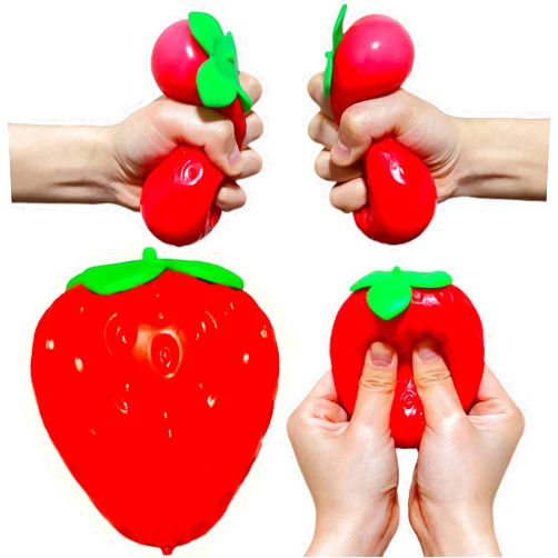 Kawaite Strawberry Squishy Stress Balls for Kids and Adults 1 PCS - Fruit Stress Ball Squishy Toy for Kids Party Favors, Dough Ball Fidget Toys, Fun Squeeze Ball, Ideal for Anxiety Relief, OCD, ADHD, ADD