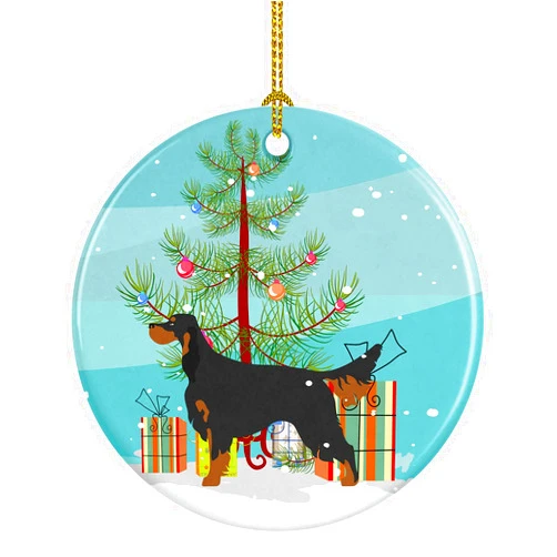 Caroline's Treasures Gordon Setter Christmas Ceramic Ornament Christmas Tree Hanging Decorations for Home Christmas Holiday, Party, Gift, 3 in, Multicolor