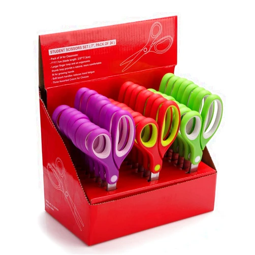Kalatic Students Scissors (24 Pairs Teacher Pack, Rounded-tip, 7- Inch) - 7’’ Soft Touch Blunt Kids School Student Scissors Shears KT-009-R24-A (Pack of 24)