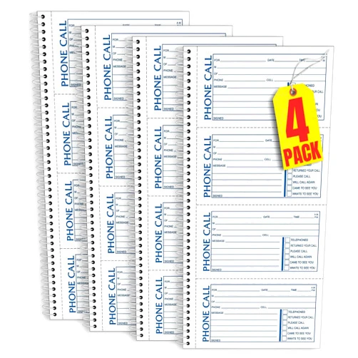 1InTheOffice Phone Message Book 2 Part Carbonless, 5.5