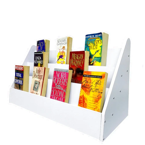 FixtureDisplays® White Countertop Book Shelf Display, Greeting Card Rack, Step Rack for Literature, Magazines, Brochure, Tile Sample Paint Brochure Holder, Unassembled 2904-white-2D