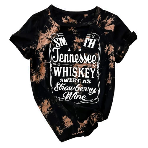 CHUNTIANRAN Smooth As Tennessee Whiskey & Sweet As Strawberry Wine Shirts Hollow Out V Neck T-Shirt Womens Keyhole Neck Country Tops